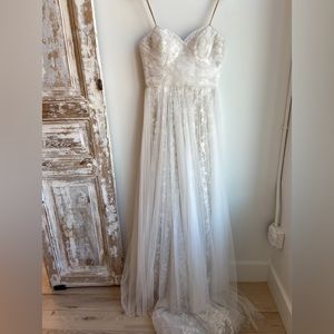 Theia bridal madalyn strapless sweetheart neckline tulle and sequined lace gown